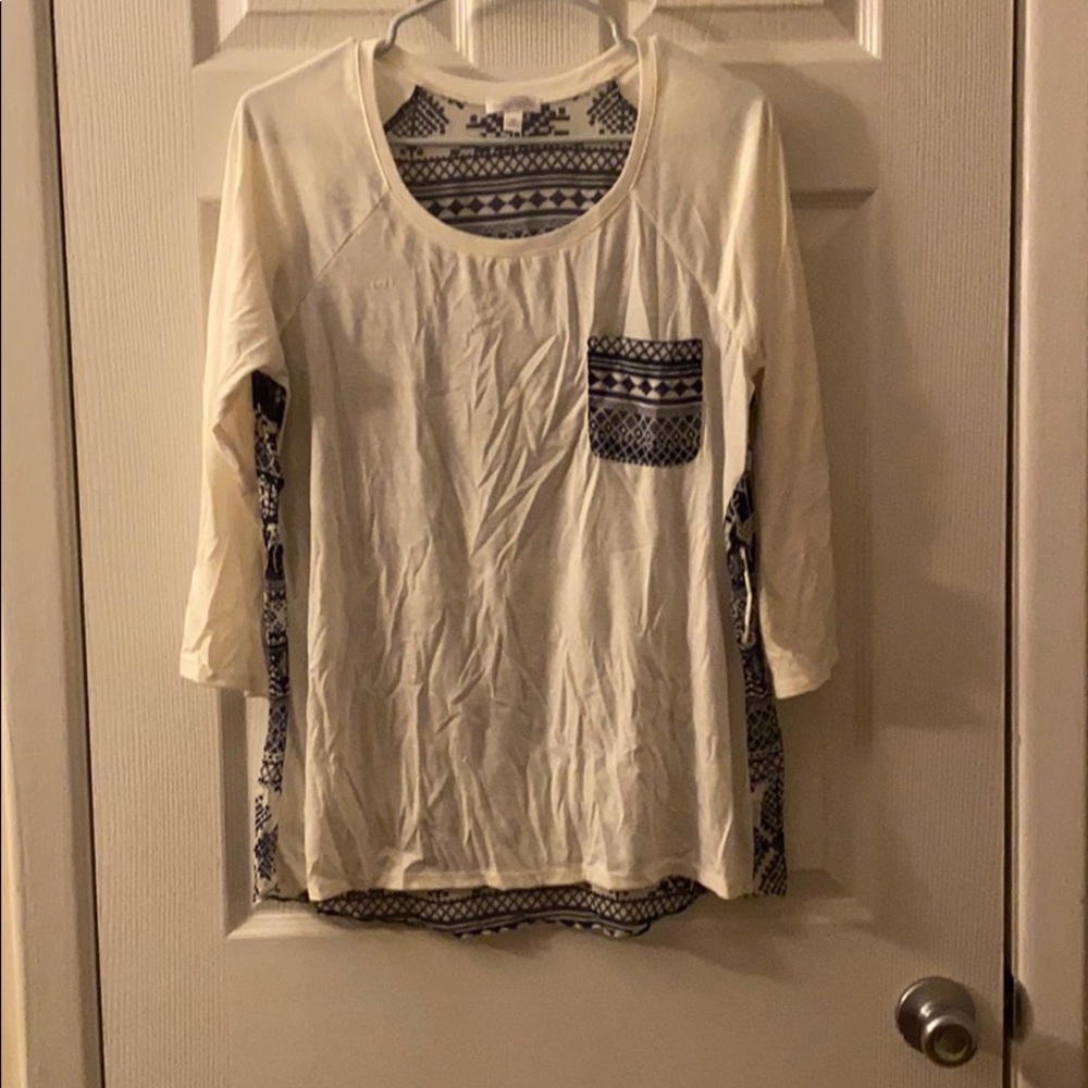White and snowflake shirt w/ pocket. W/ tags
